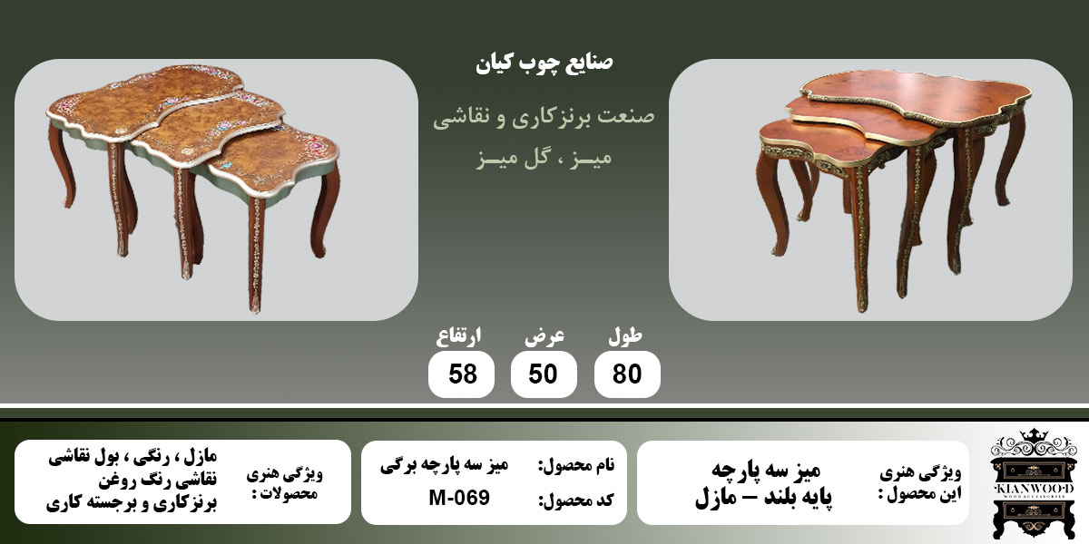میز سه پارچه برگی اطلاعات