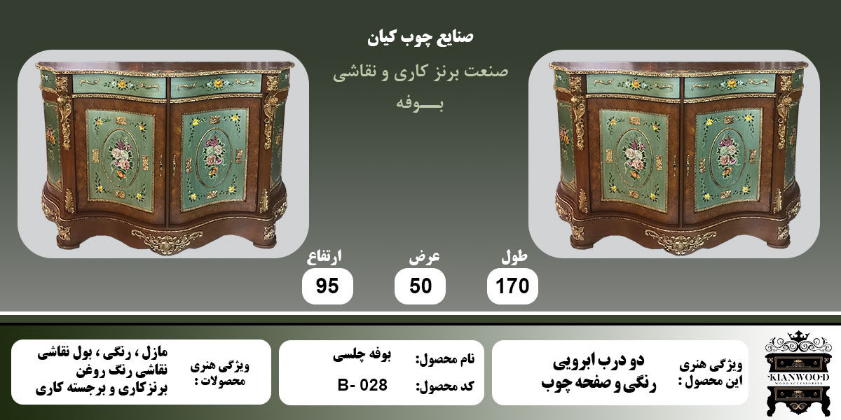 بوفه چلسی دو درب رنگی و برجسته اطلاعات